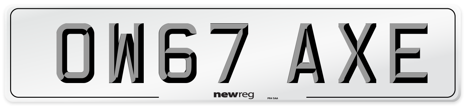 OW67 AXE Number Plate from New Reg